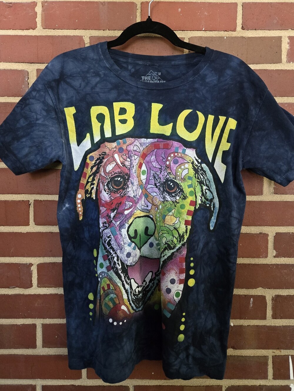 The Mountain Lab Love Labrador Dog Tie Dye Graphic Tee Women's M 100% Cotton